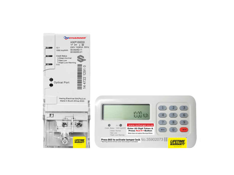 Recharger-Hex Din Rail Split Wired (MBUS)80Amp Prepaid Electricity Meter V2